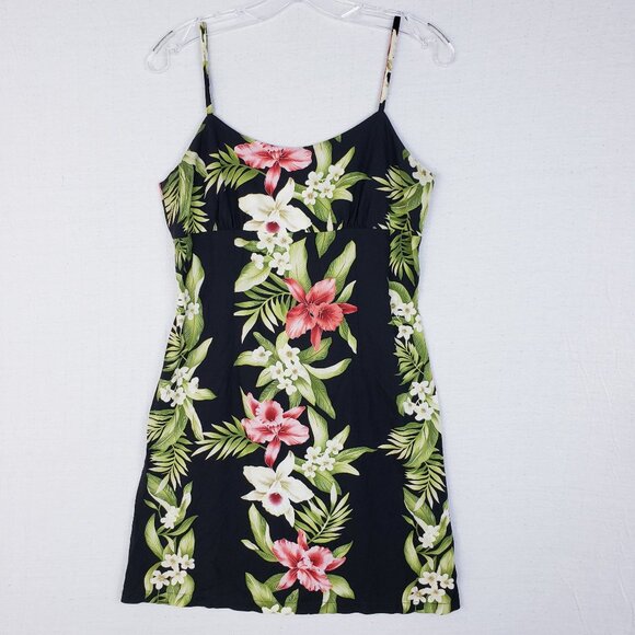 Vintage Dresses & Skirts - Vintage 90s Two Palms Mini Hawaiian Slip Dress Tropical Floral Print Batik sz M